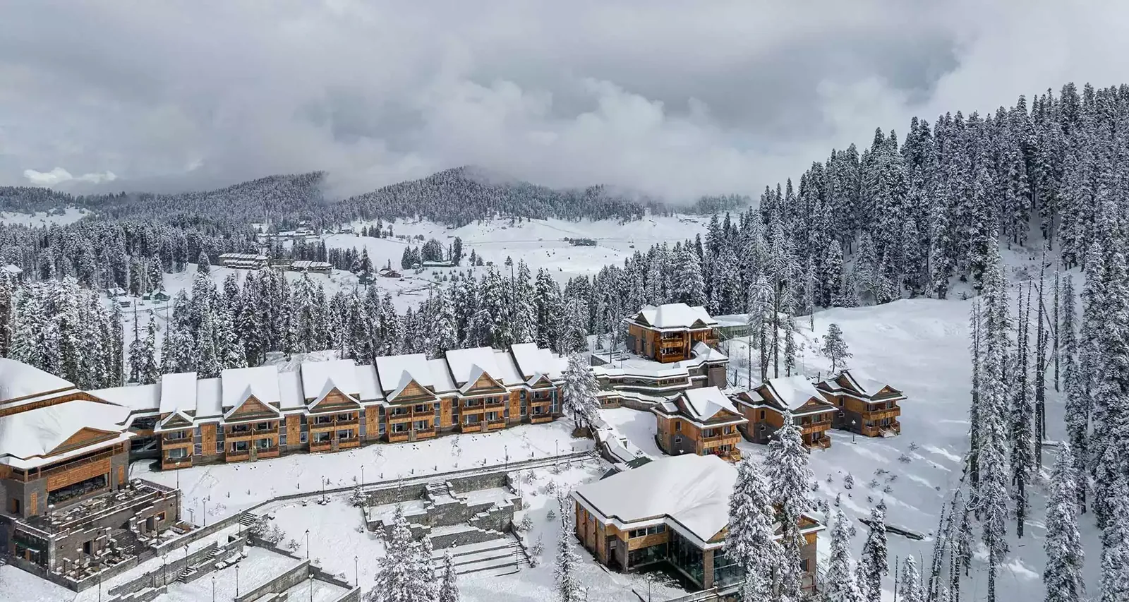 The Khyber Himalayan Resort in the snow, Gulmarg